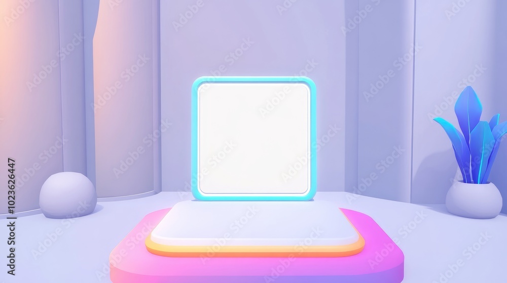 Poster blank award template mockup featuring an empty frame in a contemporary office space with light color
