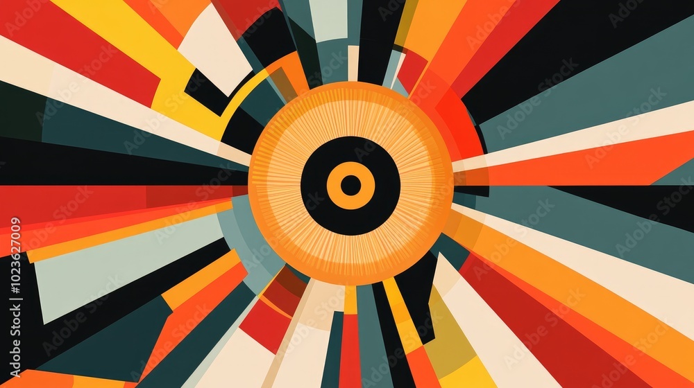 Poster abstract concentric radial design featuring a geometric element that radiates outward