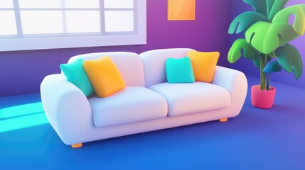 Close up view of a sofa in a beautifully designed living room interior