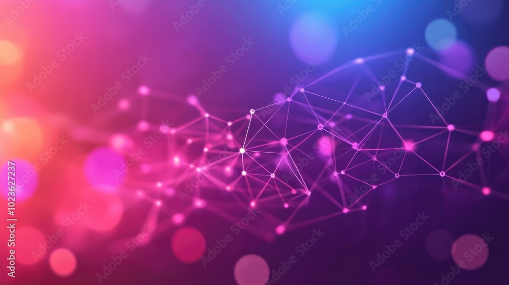 Poster Abstract Network Communication Background With Blurred Office Space And Node Cluster Concept For Ai Digital Connectivity Intelligent Technology With Big Data Neural Generator Ai