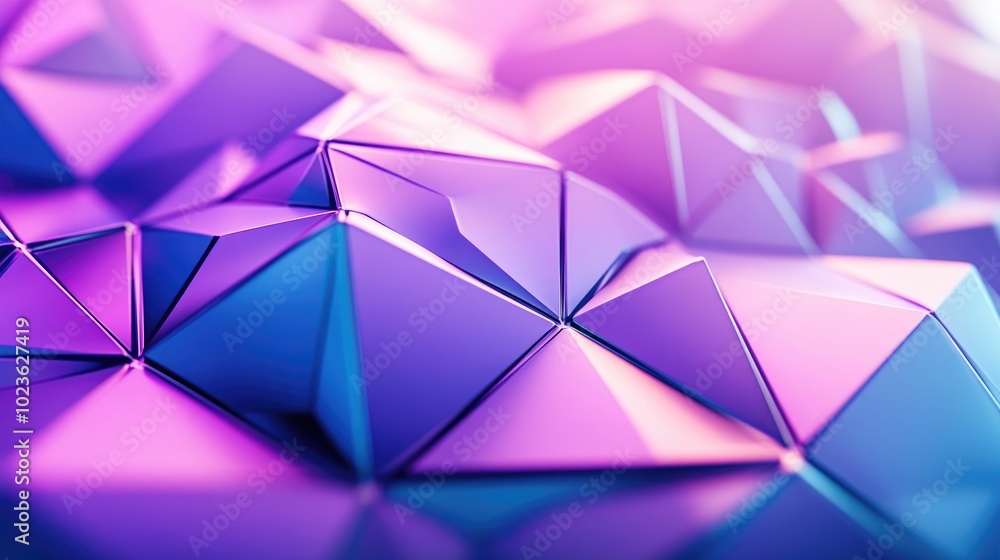 Poster 3d rendering of an abstract geometric background in shades of purple and blue suitable for advertisi
