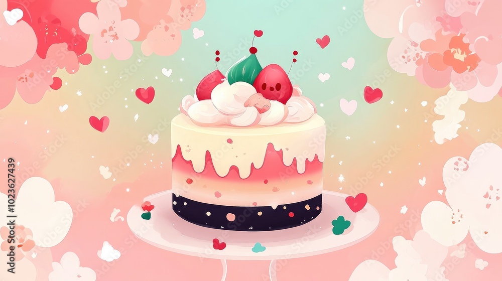 Poster cake on colorful gradient background