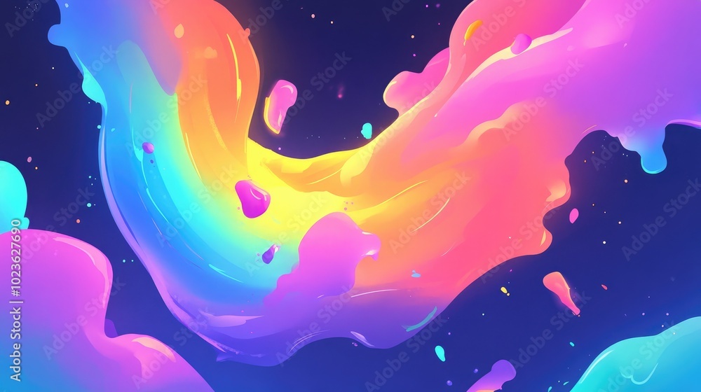 Poster abstract watercolor background featuring vibrant fluid textures and a colorful swirl