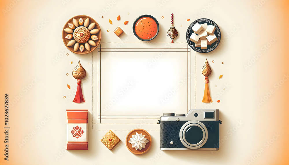 Poster flat tika and sweets frame for bhai dooj celebration - minimalistic vector design with ample copy sp