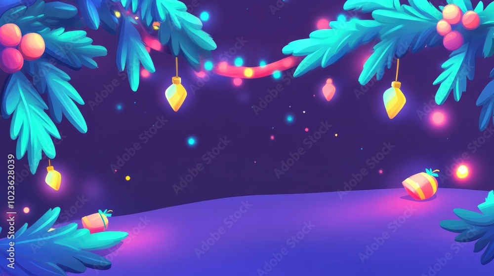 Poster christmas backdrop featuring fir tree branches