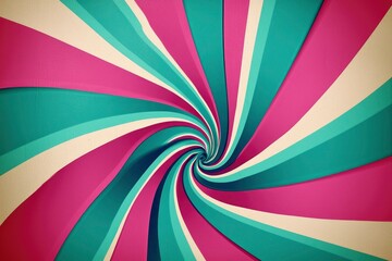 Abstract Swirling Pattern with Pink, Teal, and Cream Stripes
