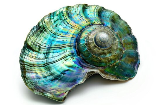 green and blue New Zealand shell isolated on white background