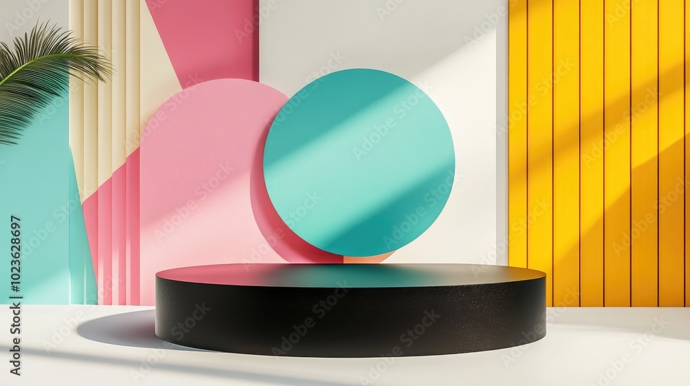 Poster 3d rendering of an abstract surreal fashion concept featuring humorous contemporary art colorful geo