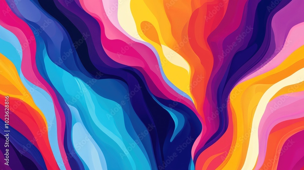 Aufkleber colorful fluid illustration flowing abstract modern trend colors and waves rainbow paint texture gra