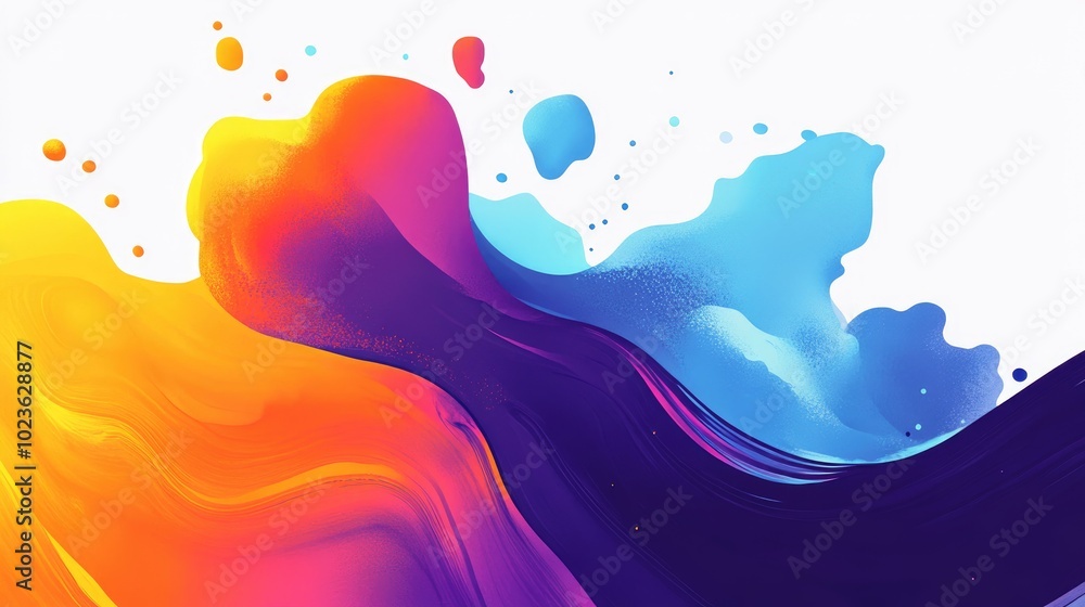 Poster ai generated liquid ink droplets in water colorful powder cloud explosion dynamic fluid wave motion 