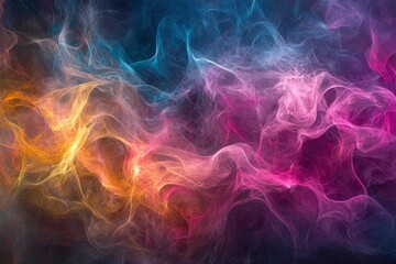 Abstract Colorful Swirling Smoke on a Dark Background