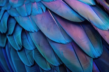 Blue and purple macaw feathers from UK bird.