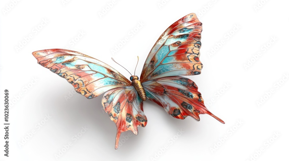 Poster 3d digital rendering of a stunning fairy butterfly isolated on a white background