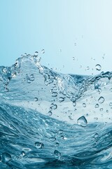 Mesmerizing Aqua Elegance Close-Up Water Splash with Air Bubbles in Serene Blue Oasis - Tranquil Nature Concept