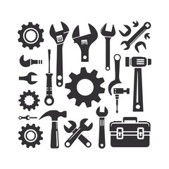 Tools icons set silhouette vector.