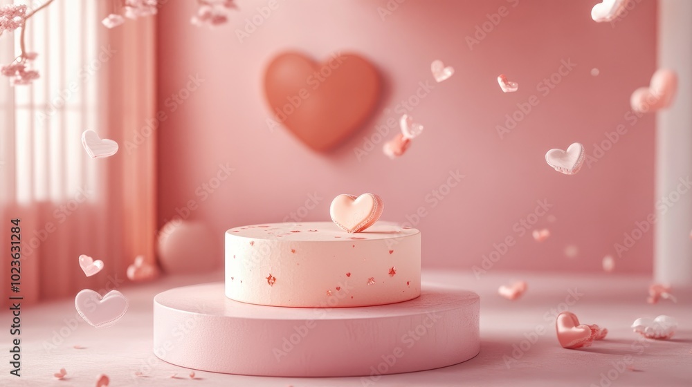 Poster 3d render of a minimalistic sweet scene featuring a display podium for mockups and product branding 