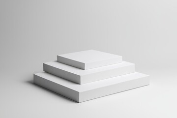 Minimalist White Geometric Showcase Stand with Clean Matte Finish for Product Display