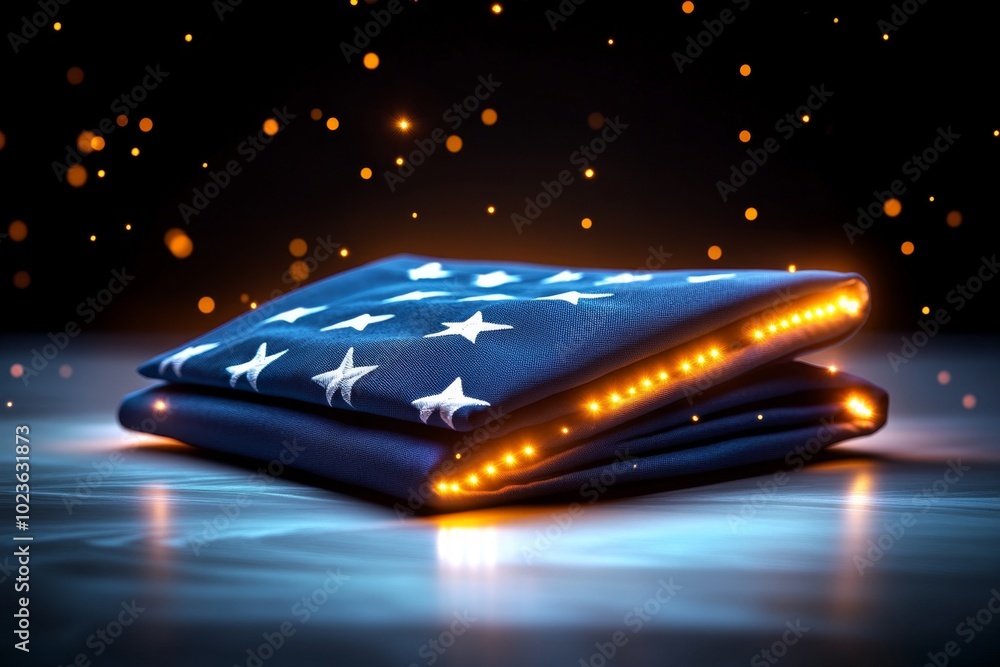 Poster A clean, simple representation of a folded flag, honoring veterans who have served, with minimalistic design elements