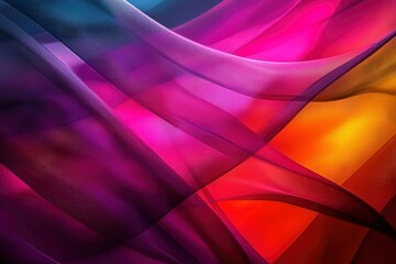 Abstract Composition of Layered Sheer Fabric in Vibrant Hues