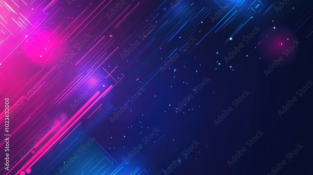 Aufkleber Abstract Digital Generated Dark Blue Pink And Purple Glowing Background Futuristic Tech With Cyber Focus And Motion Speed Light Effect Flashing Speed Sensor Light
