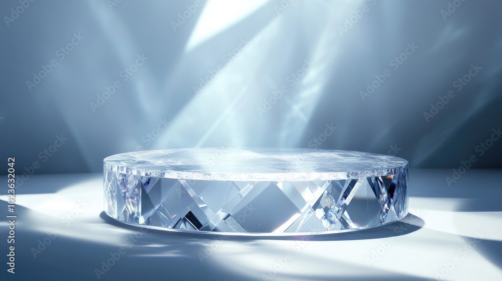 Aufkleber 3D glass display background featuring a crystal pedestal platform providing a transparent showcase for product presentations and modeling