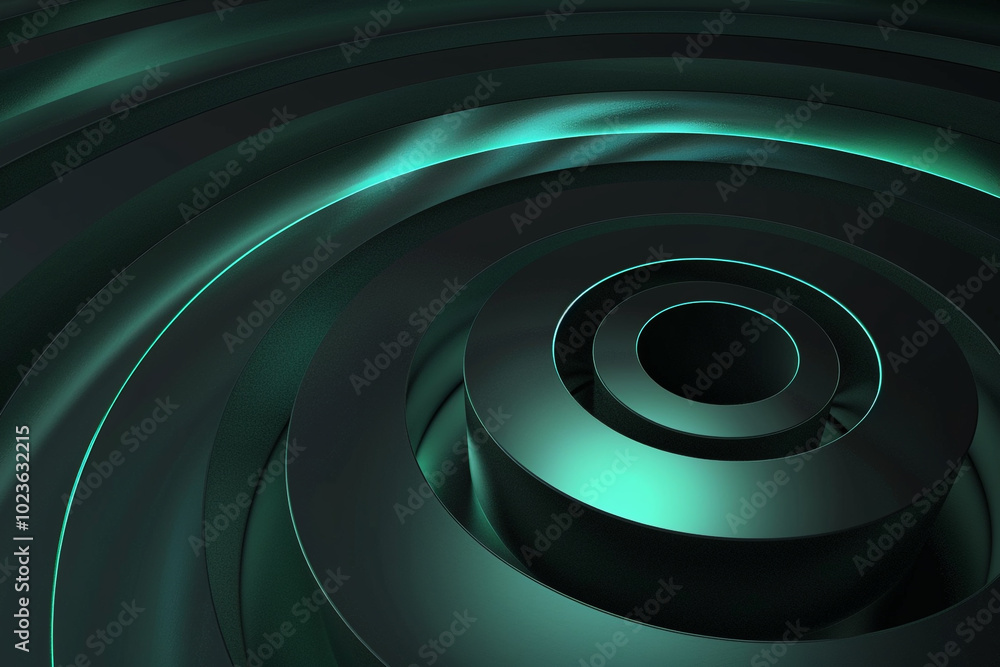 Poster abstract circular pattern with teal glow
