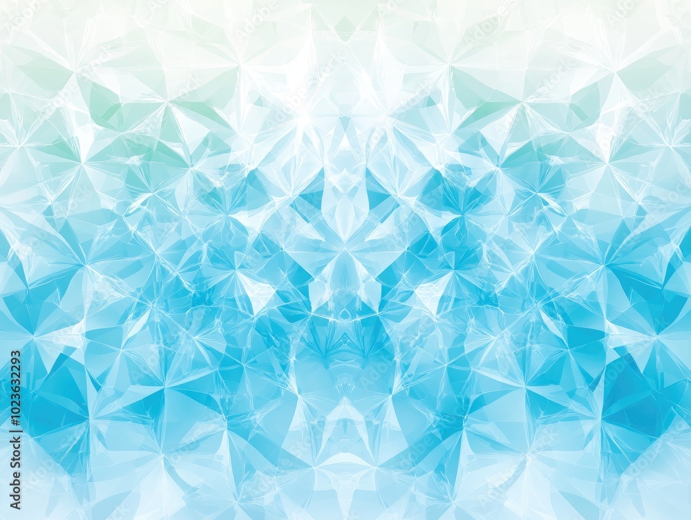 Poster abstract geometric background featuring a delicate fantasy pattern in turquoise pastel blue and whit