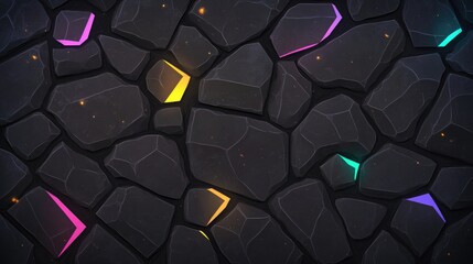Abstract dark stone texture background featuring geometric shapes and subtle warm illumination