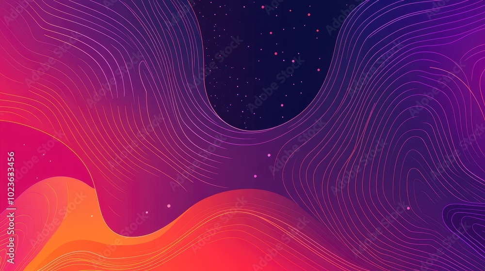 Poster Abstract Digital Background With Wavy Lines Technology Sound And Science Themes Suitable For Science Studies Biotechnology Or Retro Music Visuals