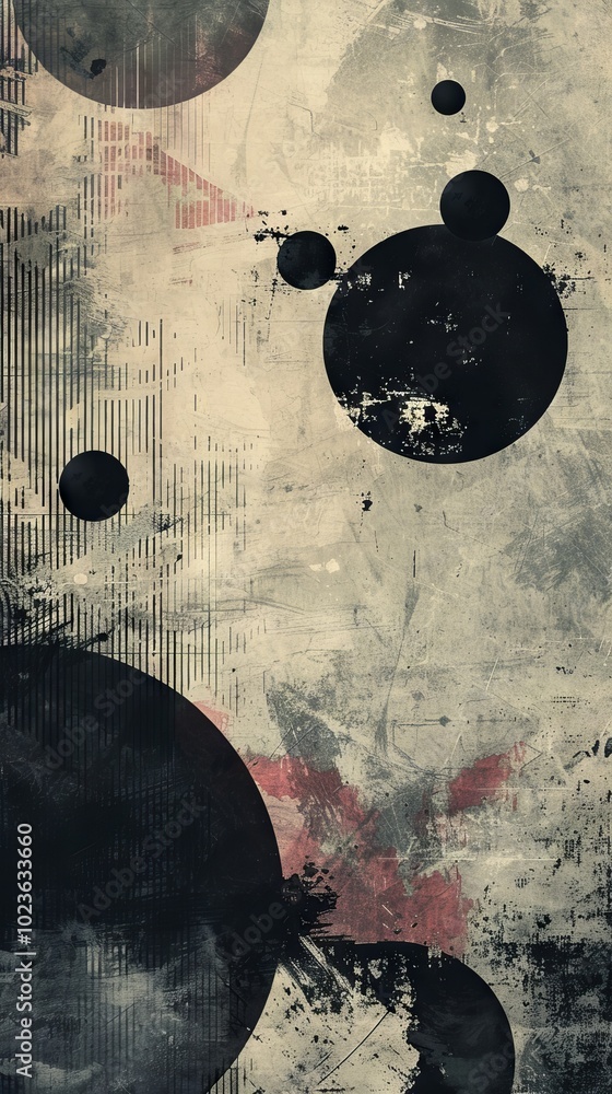 Poster An abstract grunge background featuring geometric shapes and textured patterns in neutral tones, perfect for artistic and design projects.