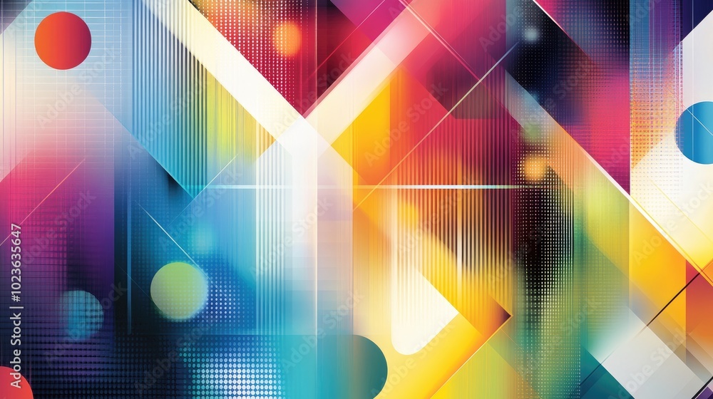 Aufkleber Abstract mural background featuring colorful geometric design elements and halftone graphic shapes in a vibrant line vector style Ideal for banners and creative projects
