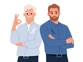 Prostate Cancer Awareness Month. A mans and a symbol of men health. Flat vector illustration