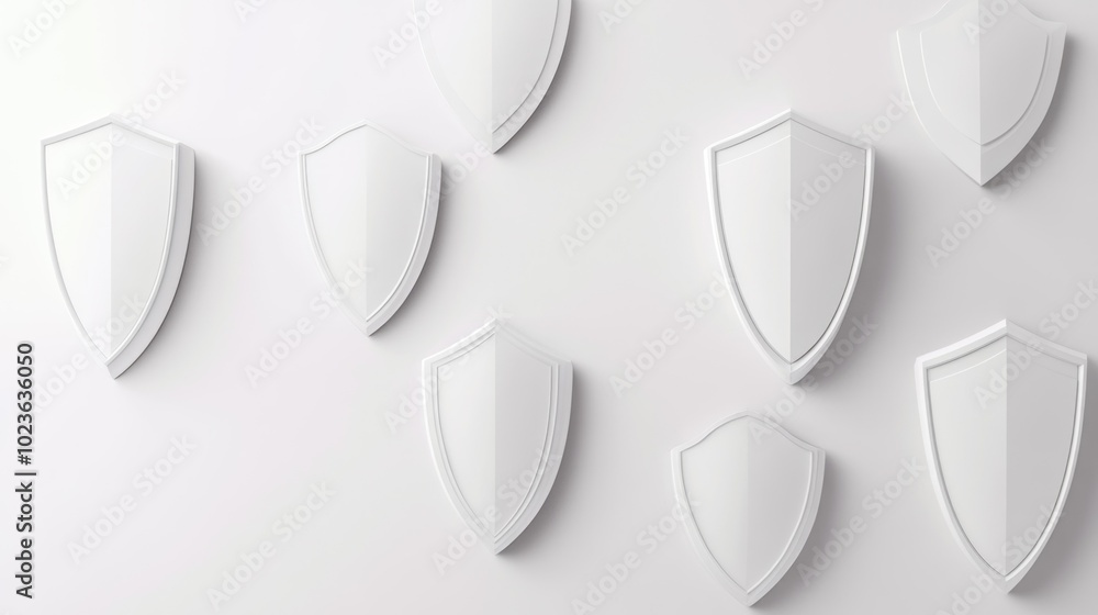 Aufkleber multiple white shields arranged on a white background