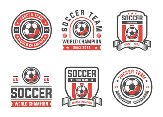 Soccer Logo or football club sign badge template bundle. Football logo with shield background vector design collection