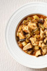 vegetable stew with chicken, sweet potato, eggplant and zucchini