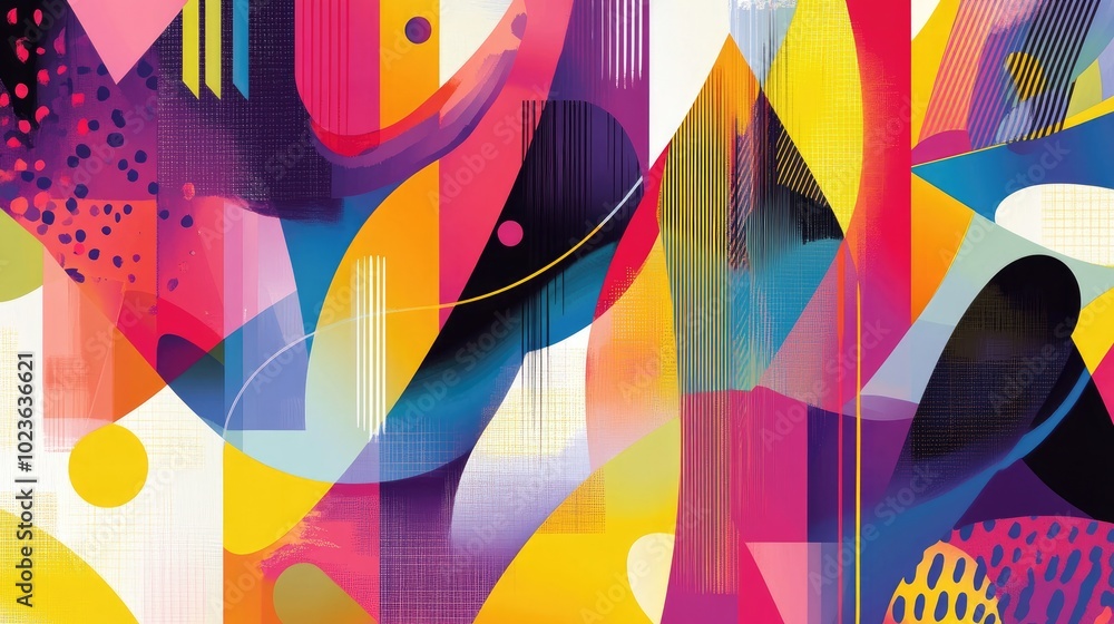 Poster abstract geometric mural wallpaper vector featuring a vibrant and colorful pattern design