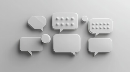 White Speech Bubbles and Circles on a White Background