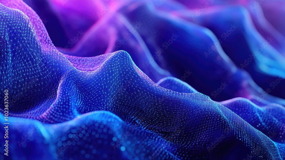 Aufkleber Abstract Technology Background Wallpaper In Blue Artificial Intelligence Neural Network Macro View Deep Learning Digital Glowy Lace Texture