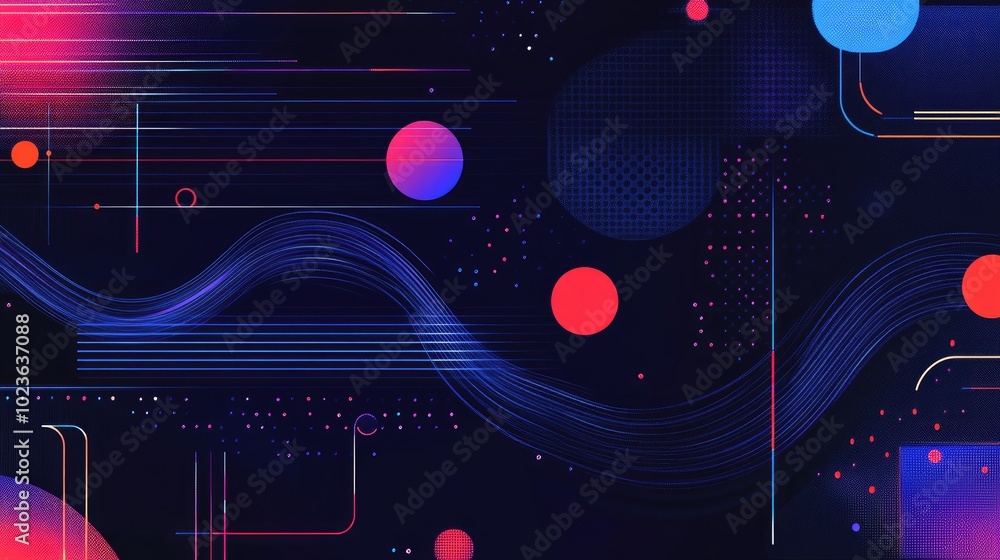 Poster Abstract Digital Background With Wavy Lines Technology Sound And Science Themes Suitable For Science Studies Biotechnology Or Retro Music Visuals