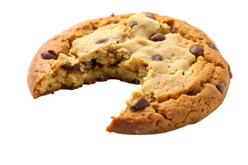 Close up of an half eaten cookie with crumb against png