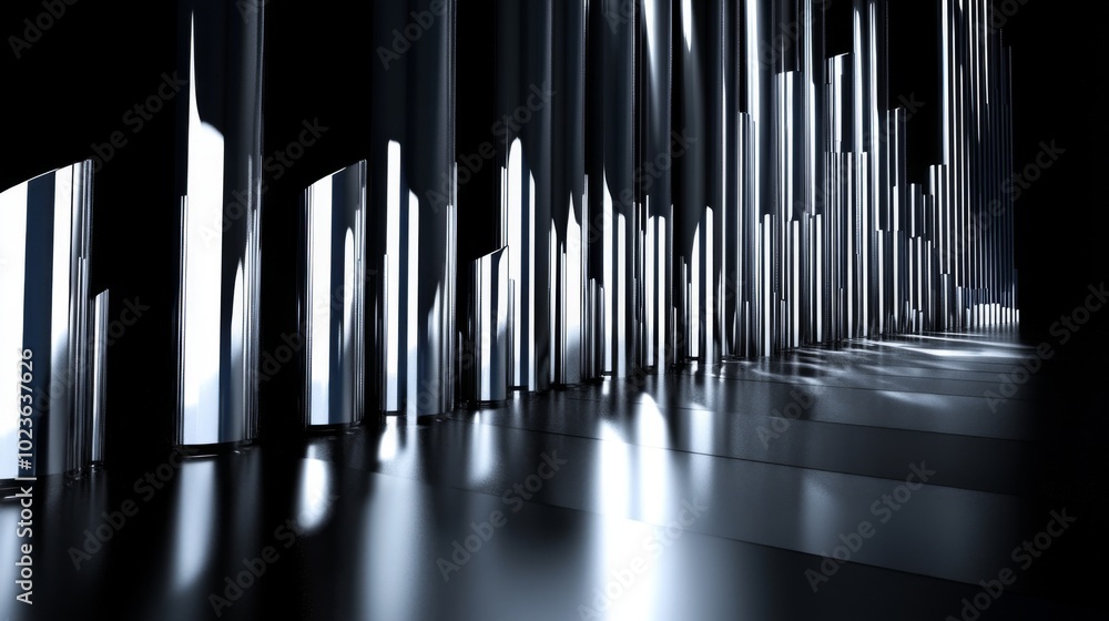 Poster Modern Abstract Light and Reflection in Dark Environment
