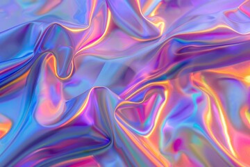 Abstract holographic neon foil and paper background with iridescent colors.