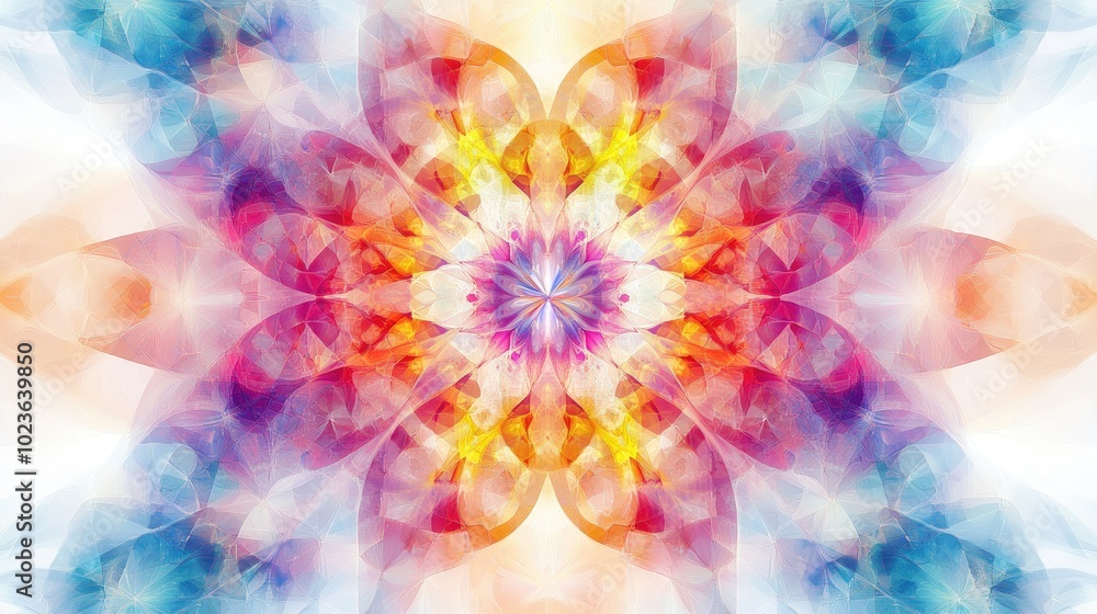 Aufkleber colorful abstract fractal pattern on a white backdrop resembling a fantasy kaleidoscope design