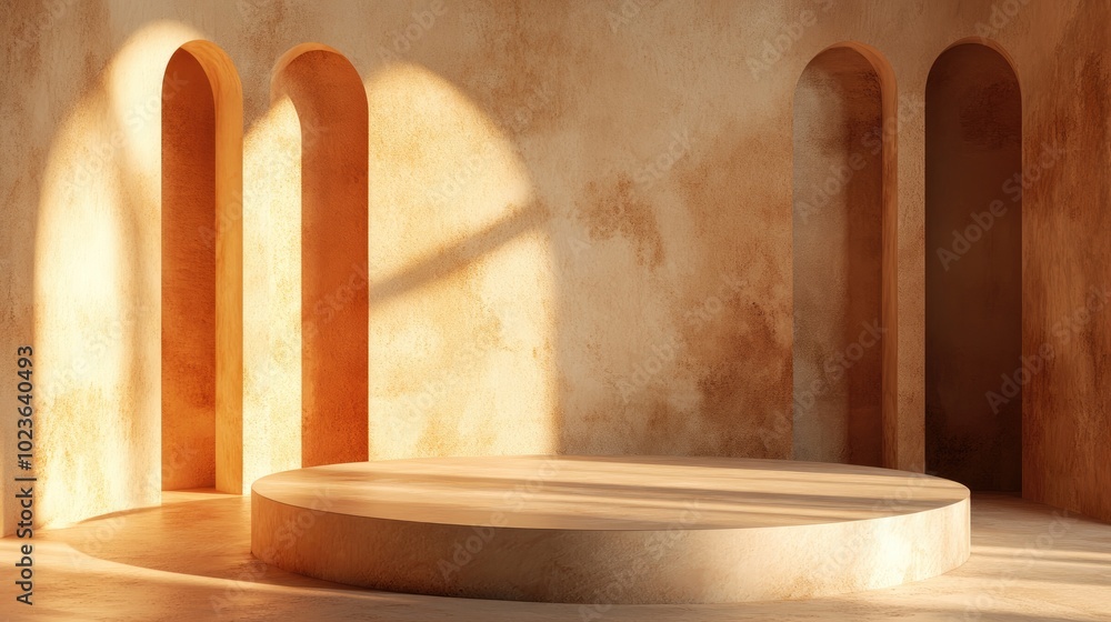 Poster Abstract background featuring a podium and wall created through 3D illustration and rendering