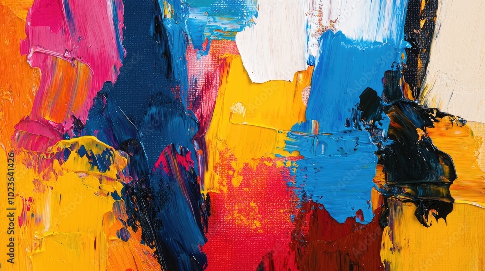 Poster Abstract oil painting featuring vibrant blobs of color and dynamic brush strokes perfect for wall art and modern decor Large scale artwork showcasing expressive techniques