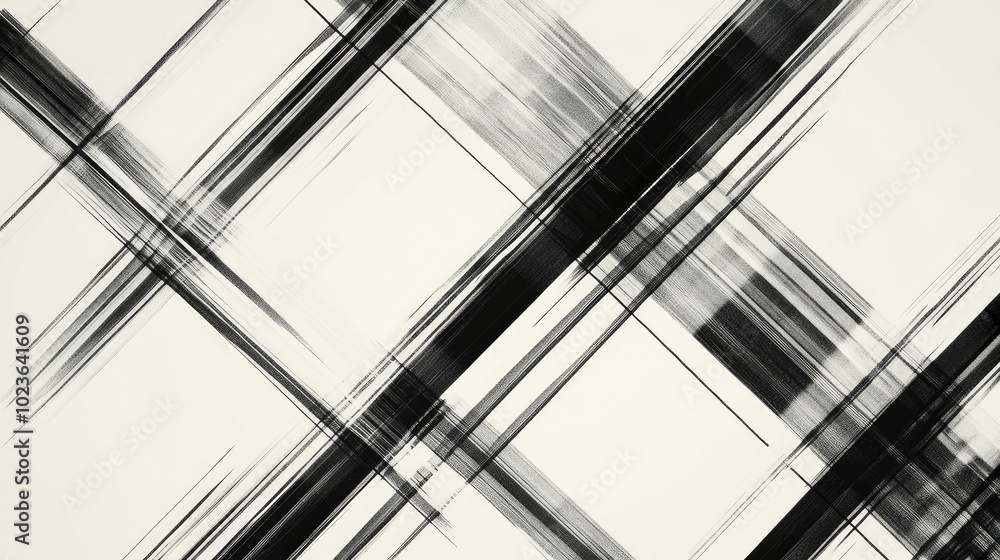 Fototapete Abstract cross line grid pattern featuring regular diagonal lines that create an X shape with intersecting lines and corners showcasing a geometric design in black and white