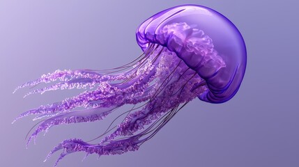 Ethereal Jellyfish Drifting in Glowing Purple Underwater Seascape