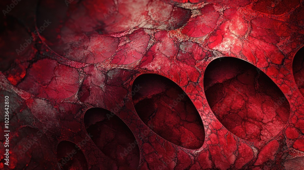 Aufkleber Abstract red textured background with a fantasy inspired design featuring an intricate pattern and depth