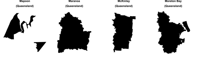 Obraz premium Mapoon, Maranoa, McKinlay, Moreton Bay outline maps