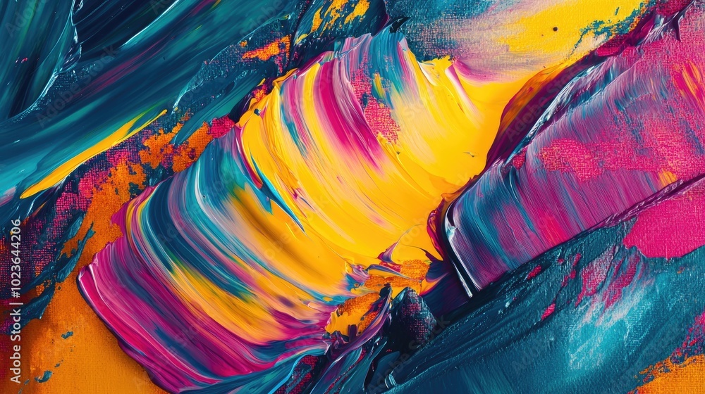 Poster Abstract art background featuring vibrant shapes created with acrylic paint Colorful painting showcasing unique abstract forms
